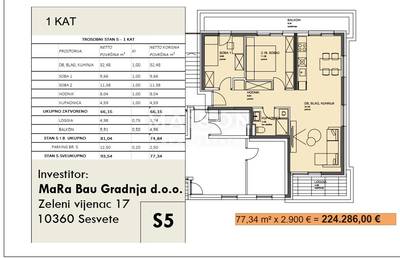 Sesvetski Kraljevec 77,34m2